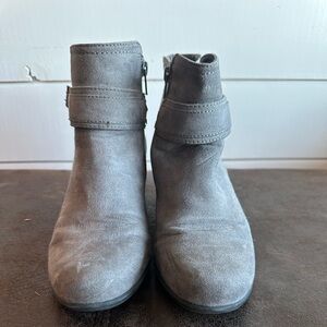 Gray suede ankle boots
